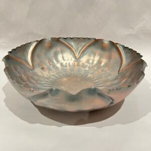 Vintage Gregorian Copper Floral Bowl Planter #330 Signed Hammered Copper Decor